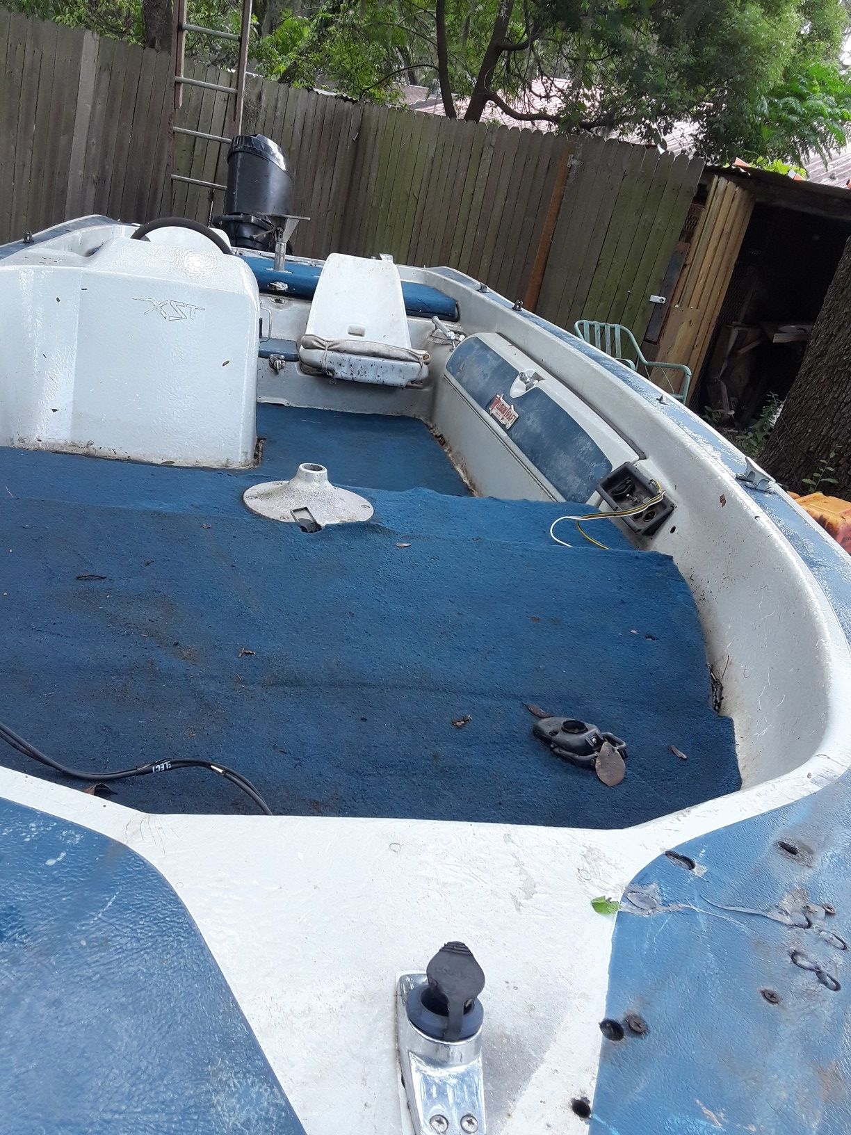 17ft Alison craft bass boat & trailer no motor, weak transom. Trailer