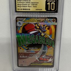 CGC Pristine 10 Mega Lucario ex 228/193 Holo Mega Attack Rare Mega Dream ex JPN