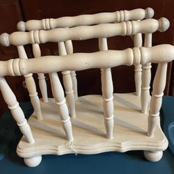 Antique Wood Magazine Rack 13” Long