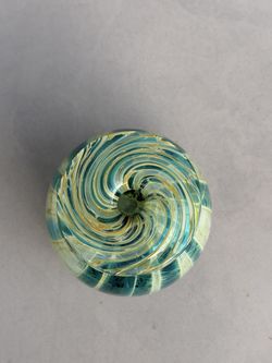 Teal & Green Hand Blown Art Glass Vase