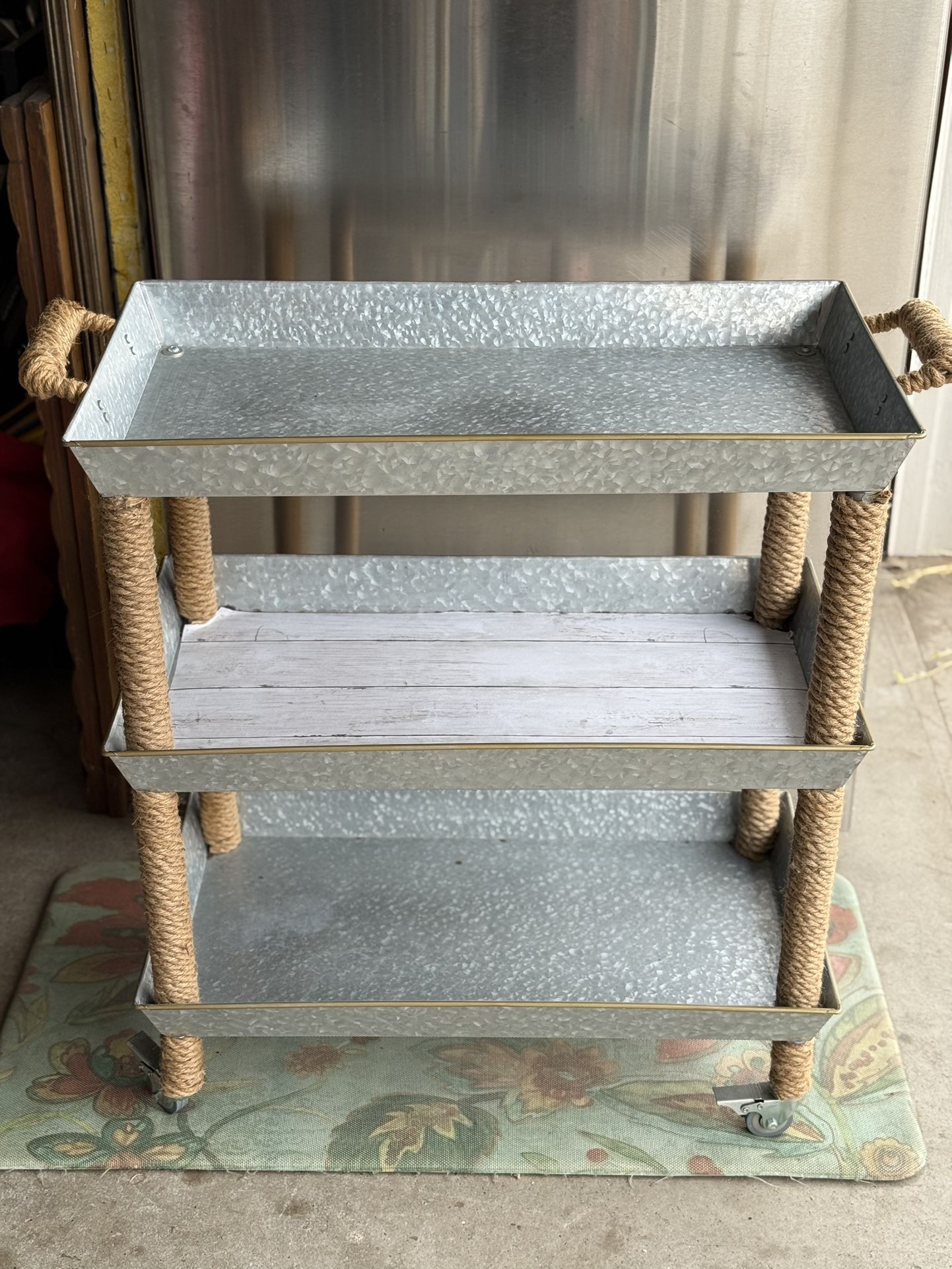 Galvanized Steel With Rope Accents Cart