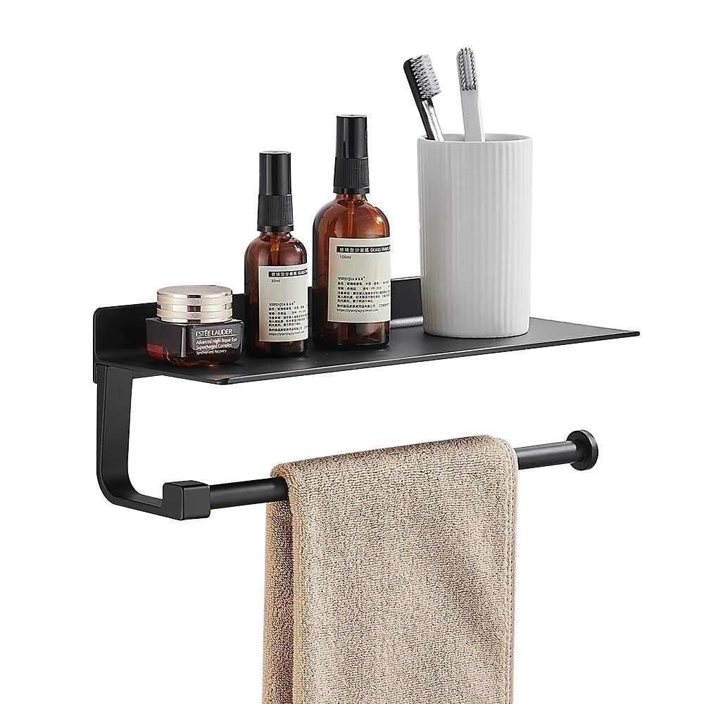 Hand Towel Holder For Bathroom - Paper Towel Holder Wall Mount - For Bathroom Black Paper Towel Holder With Shelf -Kitchen Towel Holder Black
