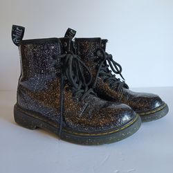 Dr. Martens Kids 1460 Black Patent Leather Glitter Boots AirWair Size 1