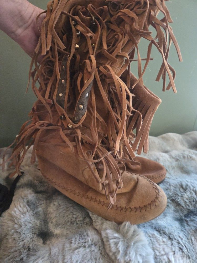 Minnetonka Fringed Leather Mocassins