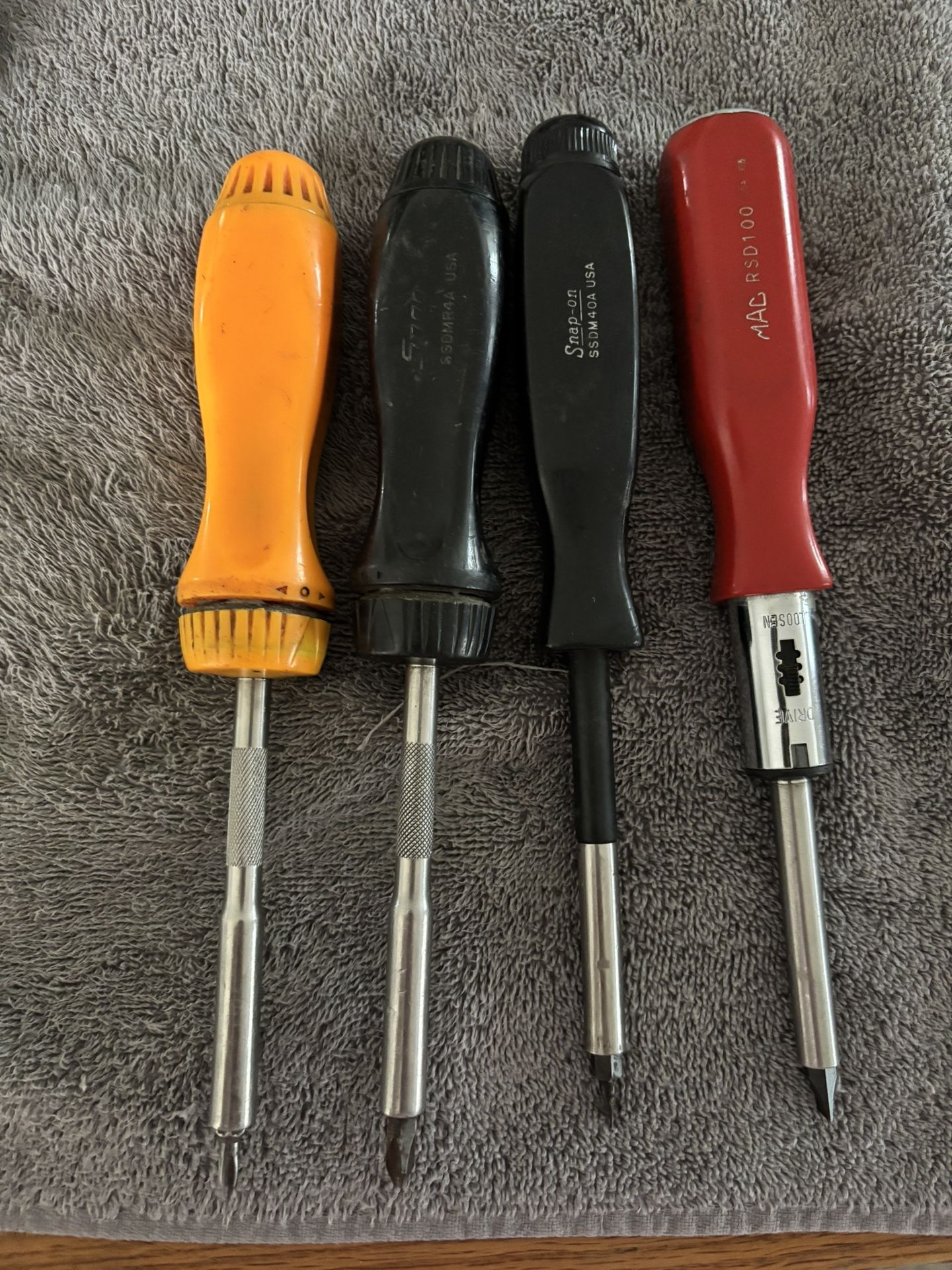 Snap On and MAC Tools Ratcheting Screwdrivers