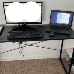 Black 47 Inch Computer Desk, Modern Simple Style Desk for Home Office