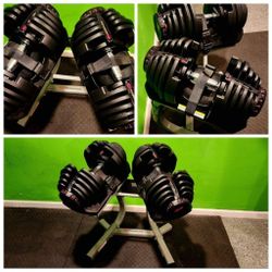 BOWFLEX 1090 DUMBBELLS ADJUSTABLE DUMBBELL SELECTTECH WEIGHTS & STAND
