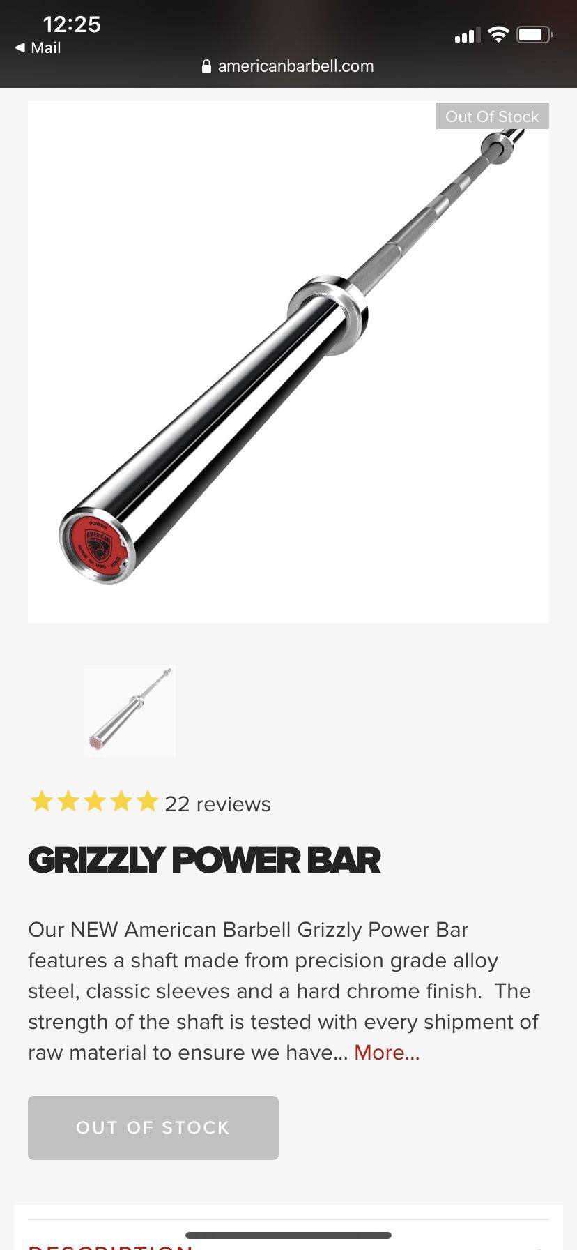 American barbell - grizzly brand new in box never opened