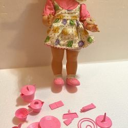 Vtg 1969 Mattel TIMEY TELL DOLL With Accessories, Original Dress, Shoes & Watch, Does Not Talk