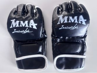 Invincible MMA Gloves Black Open Palm Grappling Sparring Training Punching