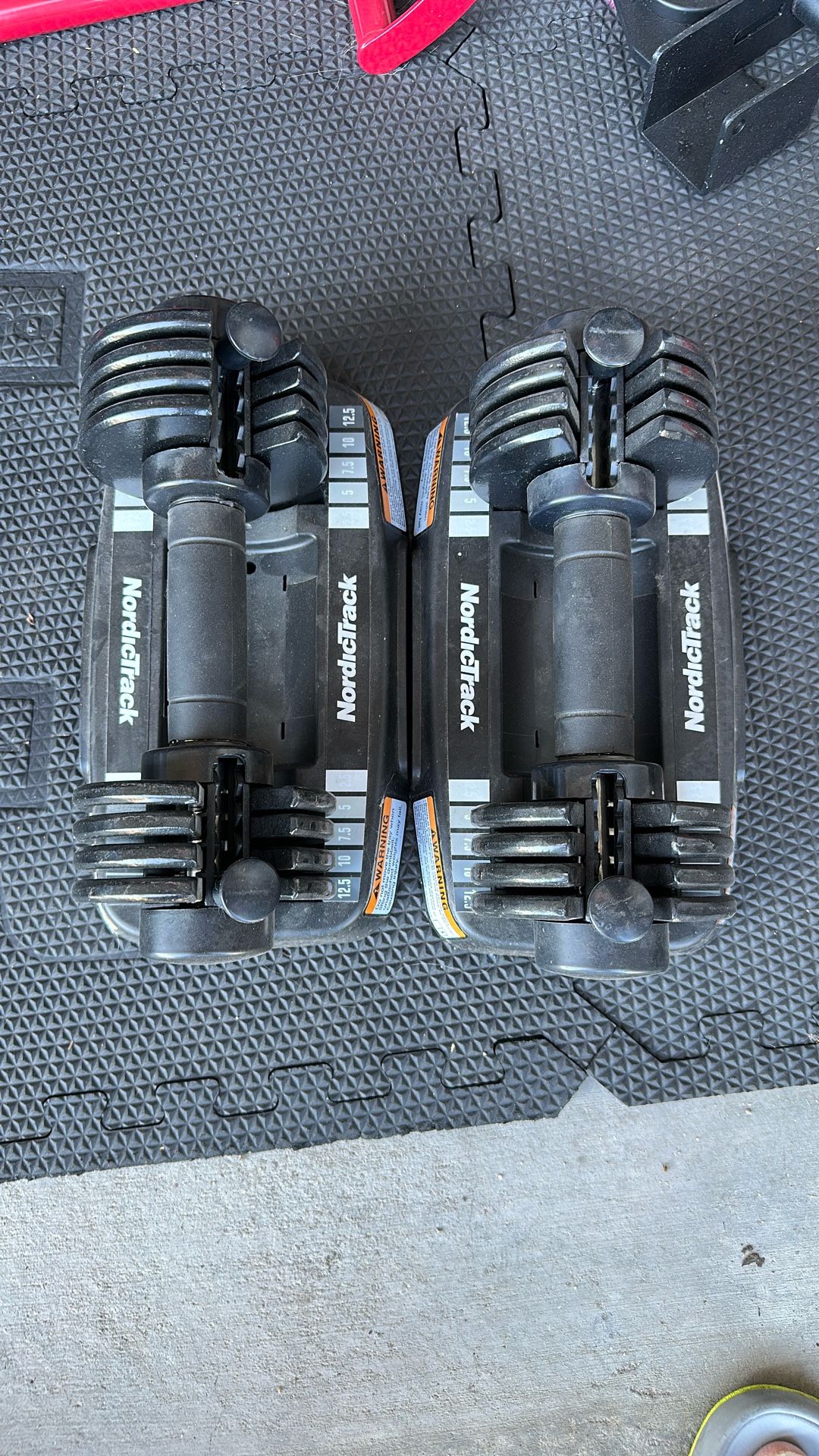 Set Of Nordic Track Adjustable Dumbbells