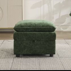 27 inch Storage Square Ottoman In Green