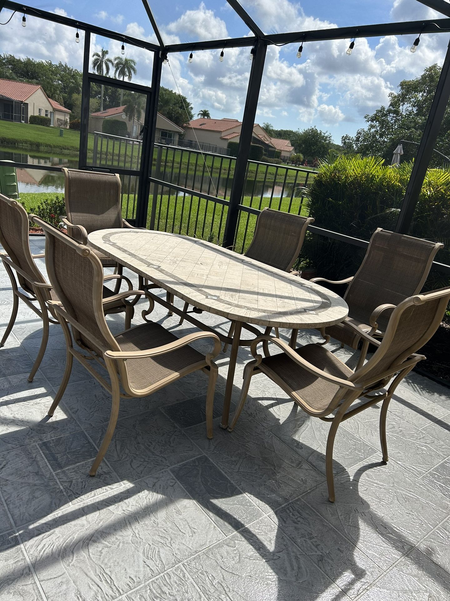 Patio table with Stone Top and 6 chairs