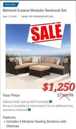 Belmont 6-piece Modular Outdoor Patio Sectional Set $1,250