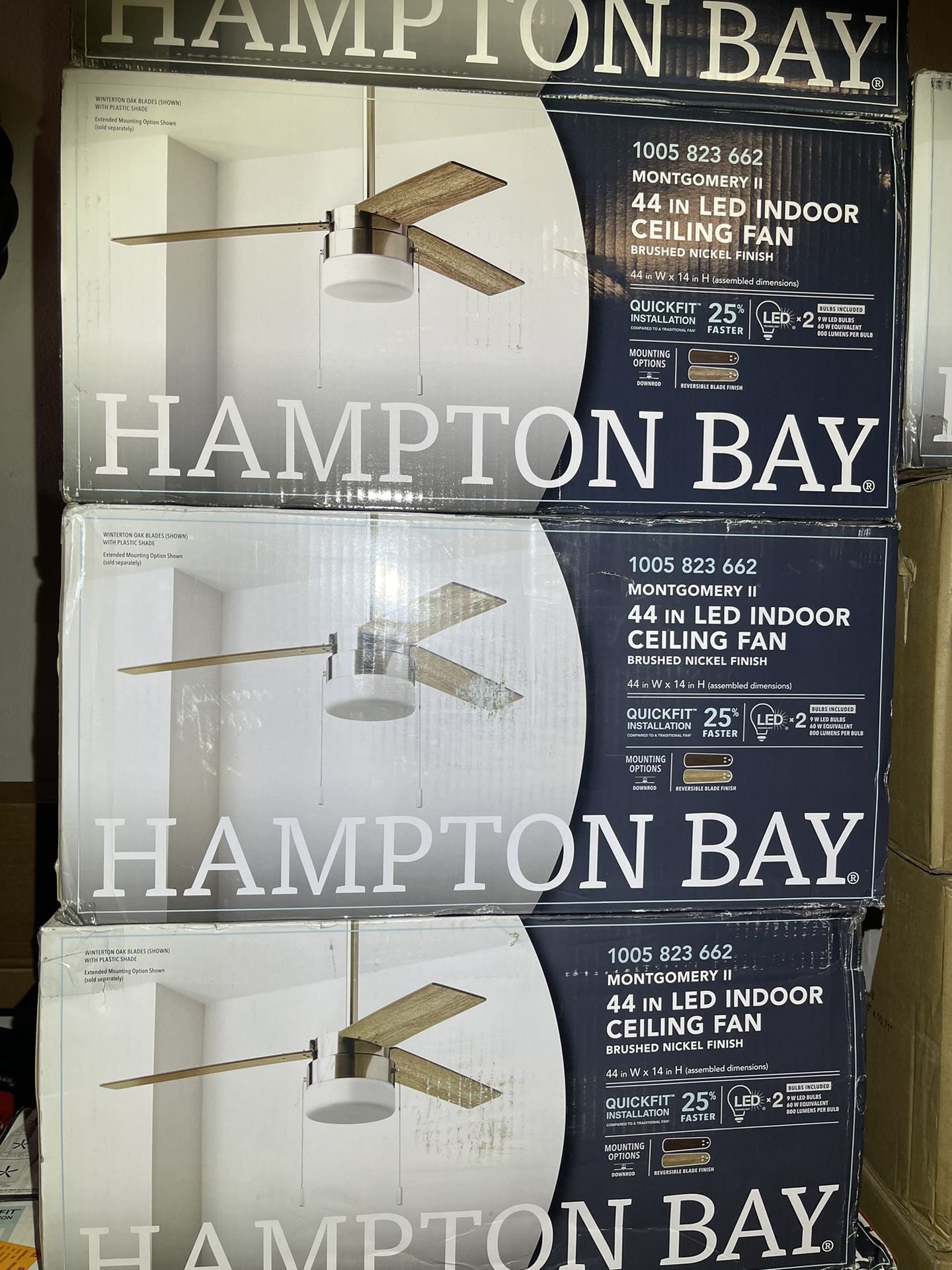 5 / Abanicos Nuevos Plateados A Solo $55 Cada Uno O Los 5 Por $260 Hampton Bay De Marca De Lujo Tubo Corto