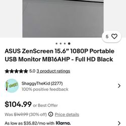 Pantalla Portátil Asuz Muy Buen  Estado