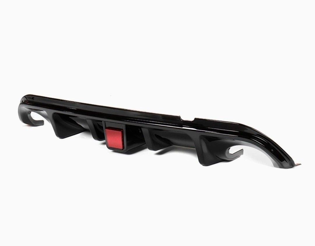 Rear Bumper Lip Spoiler Diffuser Splitter for Infiniti Q50 2014-2017 with Gloss Black with LED Lights