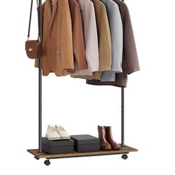 Clothes Rack with Wheels, Clothing Rack for Hanging Clothes