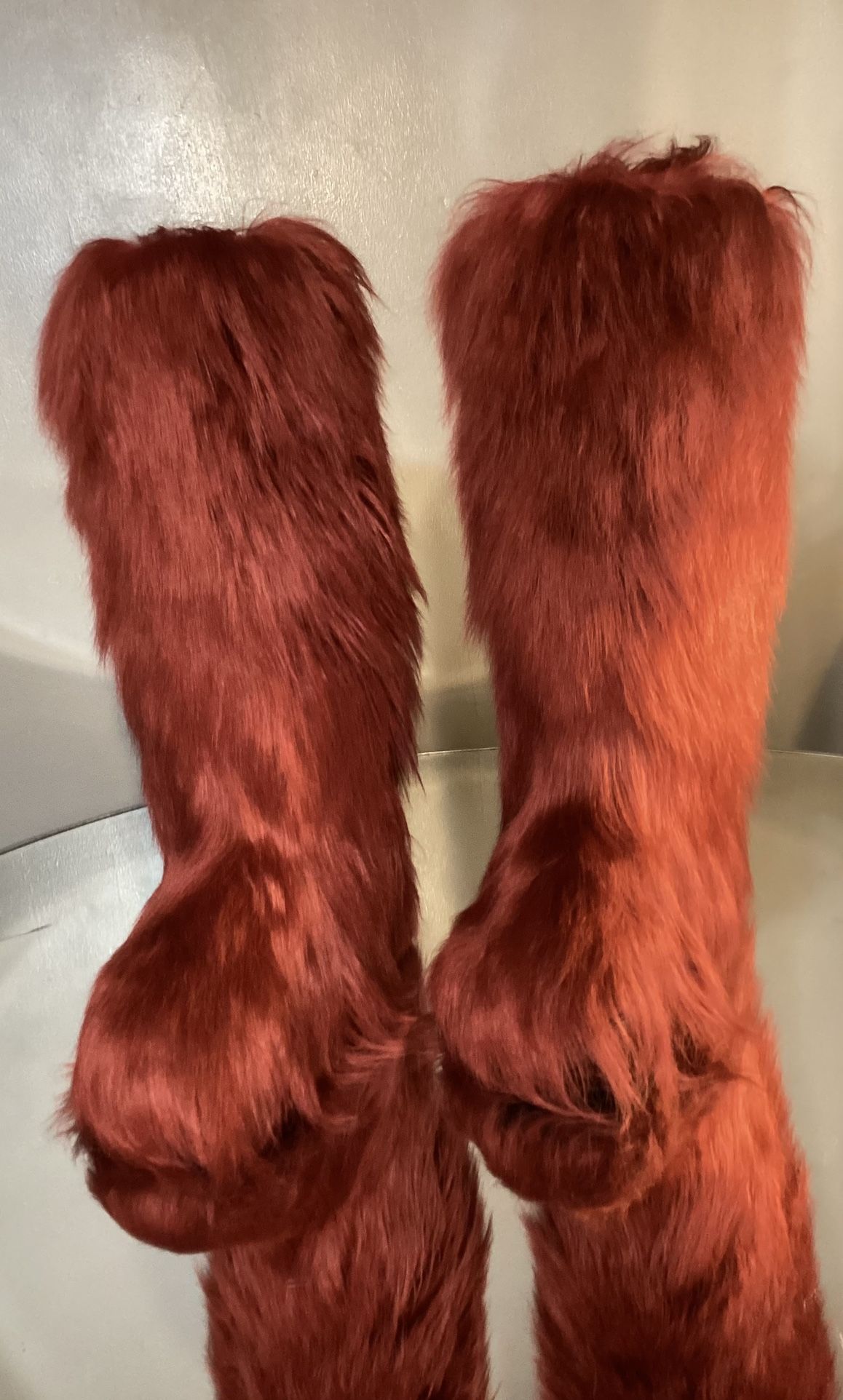 Burgundy Faux Fur Knee Boots Size 11