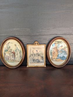 Vintage Framed French Fashion Prints - Set of 3