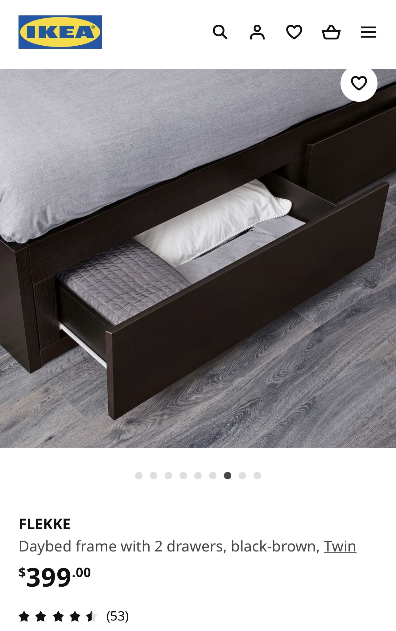 ダブルベット IKEA - FLEKKE フレッケ デイベッドフレームブラックブラウン