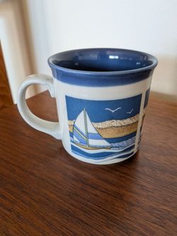 Vintage Otagiri Japan Nautical Sailboat Ceramic Mug (See Photos and Description)