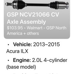 2013-2015 Acura ILX  = CV Axle Assembly (GS•P)