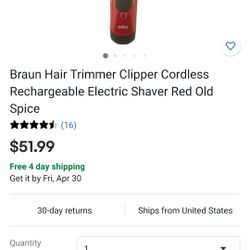 Old Spice Beard & Head Trimmer, powered by Braun, Red/Black
