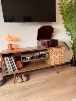mid century tv console w storage