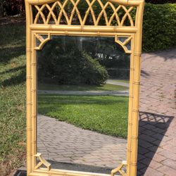 Large Vintage Faux Bamboo Wall Mirror / Pagoda 