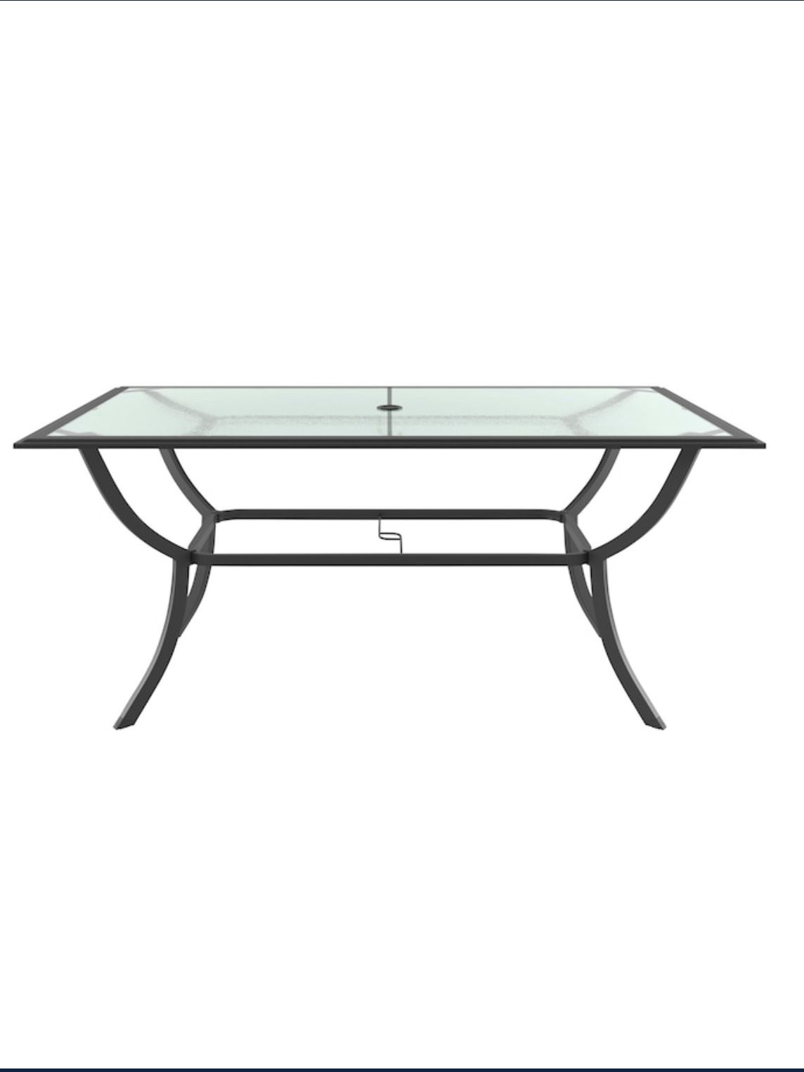 Glenn Hill Rectangle Outdoor Dining Table 39.96-in W x 65.94-in L with Umbrella Hole 