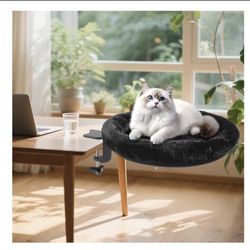 Brandnew Cat Desk Bed - Ergonomic cat Desk Perch Clamp for Remote Workers - Quality Desktop Suspended Cat's Bed- Rotating Cats Hammock Desk with Remov