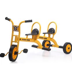 Kids Tricycle for Preschool Playground, Daycare Toddler Trike, Children Double Seat Bikes with Passenger Seat, Outdoor Playground Equipment, Toddler T