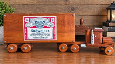 Handmade Wooden Budweiser Semi Truck Model