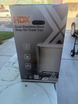 HDX Dual Stainless Steel Step-On Trash Can 17.5 Gal