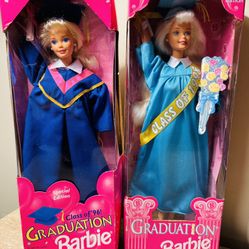 Mattel Lot of 2 VTG 1996 & 1998 Class Graduation Barbie Doll New In Box