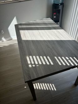 Gray Wood Grain Dining Table