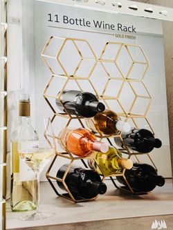 11 bottle wine rack gold and black