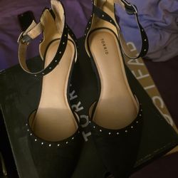Black Studs Heel Shoes