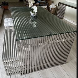 Luxury Designer’s Metal Dining Table with bench.