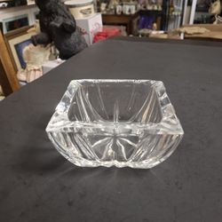 Vintage MCM Lead Crystal Square Trinket Dish/Ashtray Heavy & Thick & Stylish 1LB 8OZ 4x4x2"H