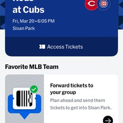 3 Tickets Spring Training Cubs Vs. Reds 3/20 6 PM