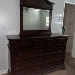 Dresser with Mirror Cherry Wood 