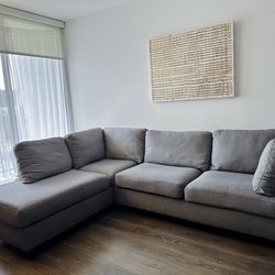 Large Gray Sectional Couch with Chaise and Ottoman