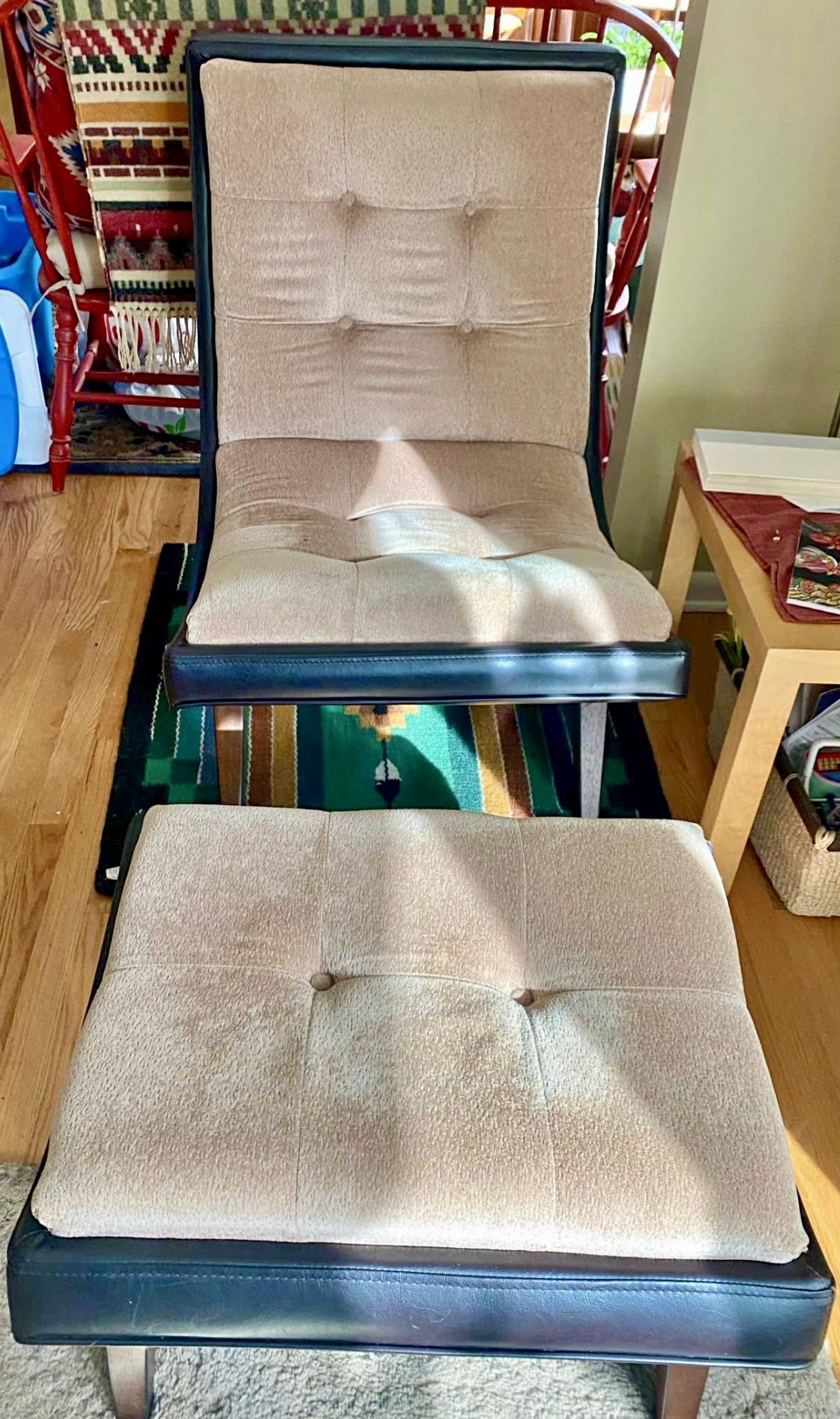 Armless Chair With Foot Rest