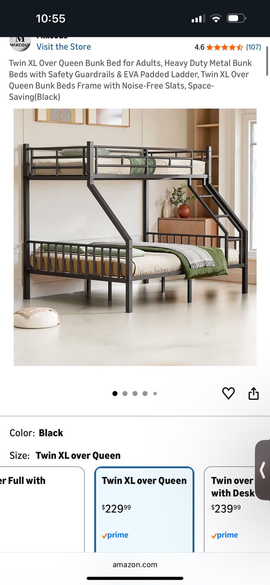 Twin Over Queen Bunk Bed