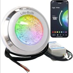 Smart Wall Mount LED 7" Pool/Spa Light, Color Changing Light with Remote, LED Pool/Spa Light, Compatible App for iOS/Android, 75ft Cable, 110/120V Sys