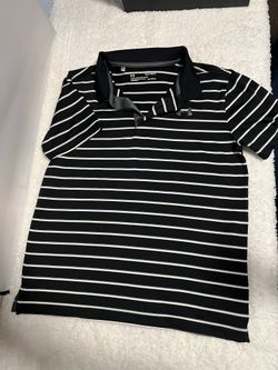 Under Armour Black and Gray Striped Polo size YLG 