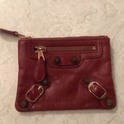 Balenciaga Paris Motocross red wine leather wallet coin purse 