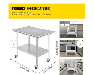 STAINLESS STEEL WORK TABLE NEW IN BOX
